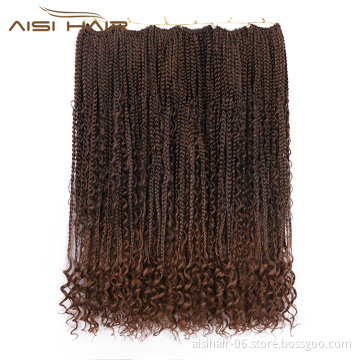 Aisi Hair Goddess Faux Locs Crochet Braids Hair Extensions Synthetic Brown Color Faux Locs Braids Hairpieces For Black Women